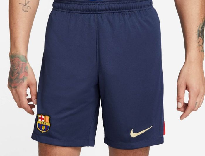 Barcelona home kit 2022/23 render image of dark blue shorts.