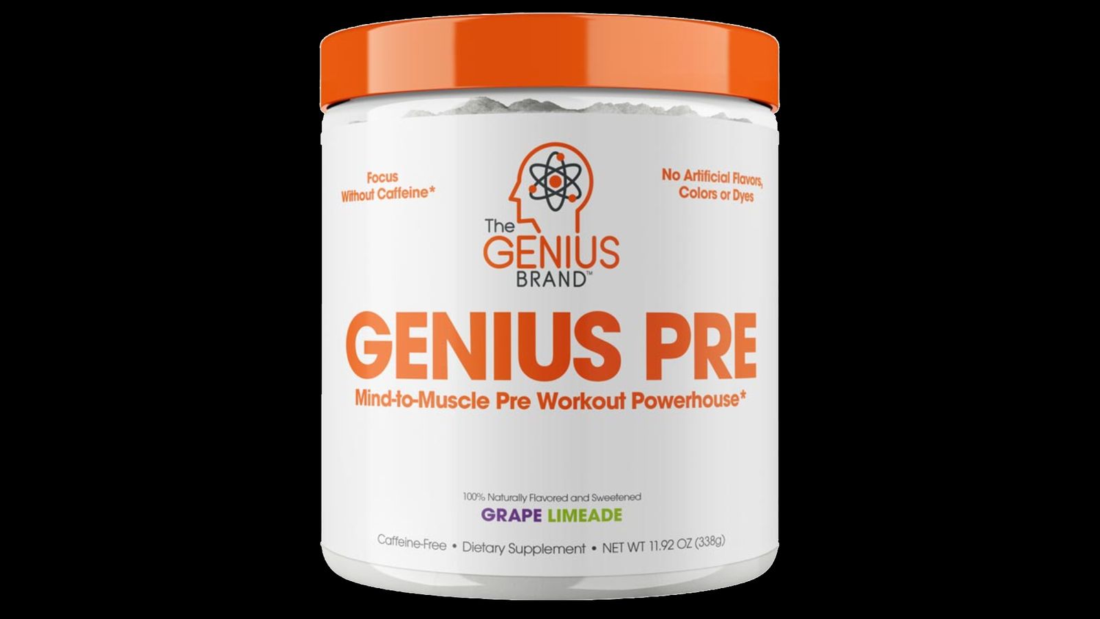 The Genius Brand Genius Pre product image of a white container with orange accents, lid, and labeling