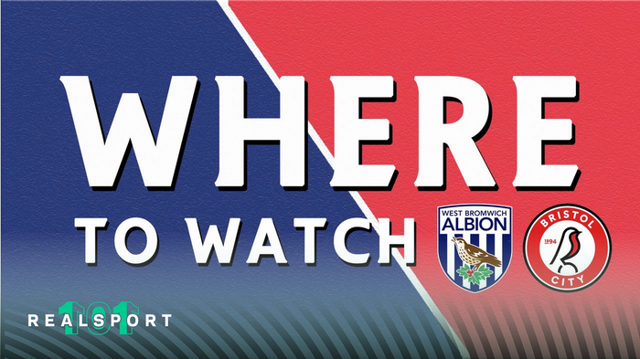 West Brom and Bristol City badges with Where to Watch text