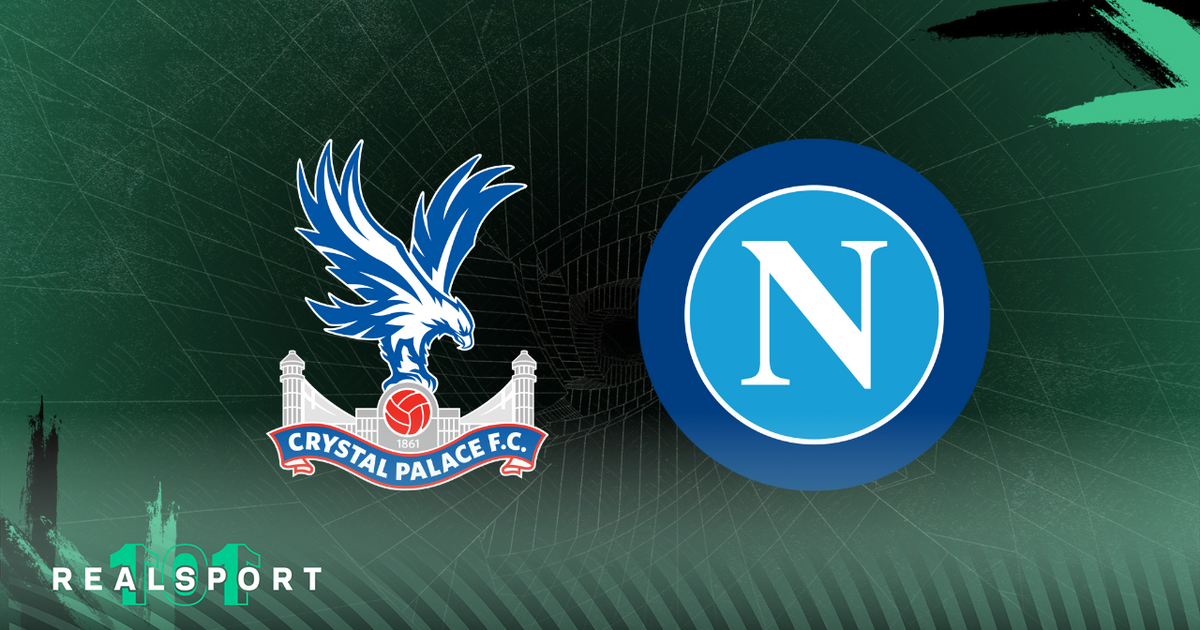 Crystal Palace and Napoli badges with green background