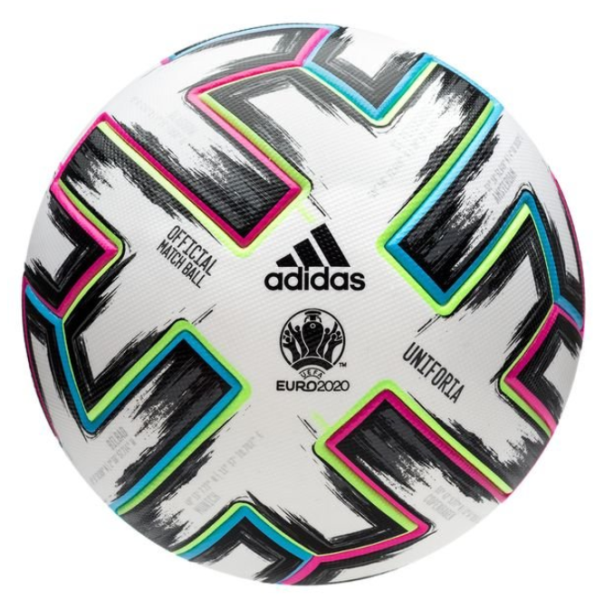 Best footballs adidas product image of a white ball multicoloured details and a Euro 2020 logo