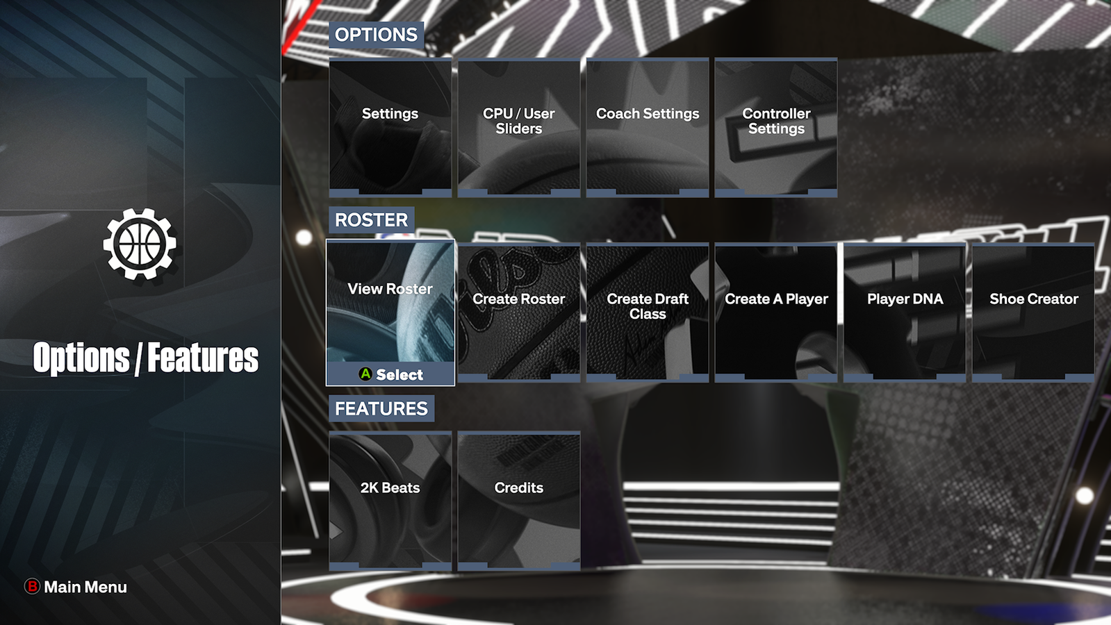 NBA 2K24 features menu