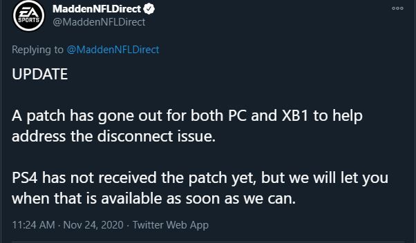 Madden 21 Update Connectivity Patch Thursday Title Update