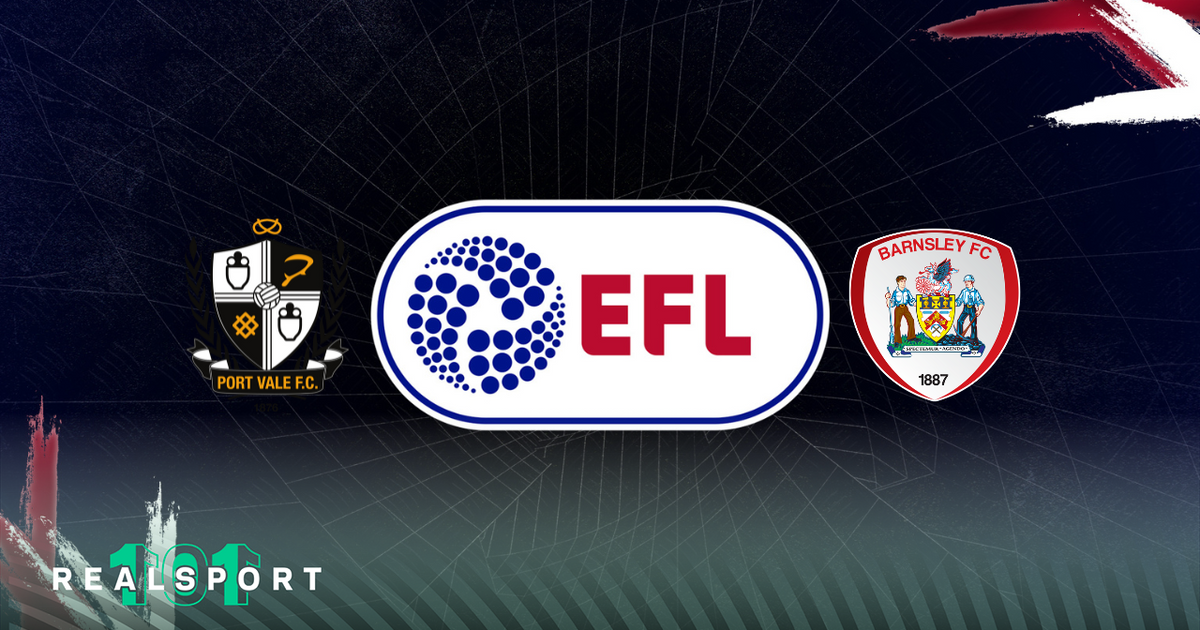 Port Vale and Barnsley badges with EFL logo. 