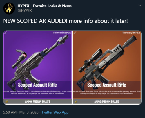 Fortnite Season 2 Leaked Weapons Coming Soon New Assault Rifle Shotgun And More - roblox weapon simulator leaked