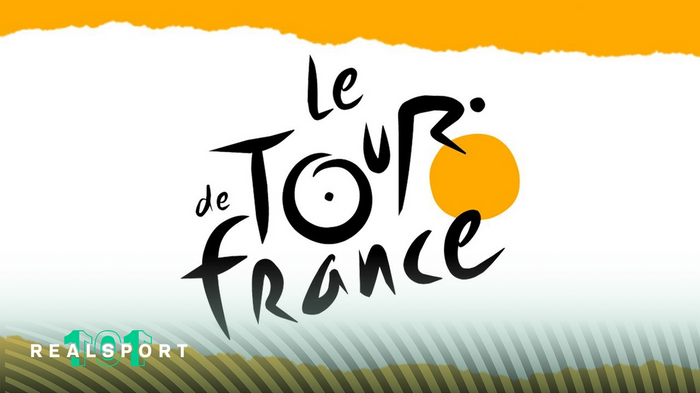 Le Tour de France 2023 logo with white and yellow background