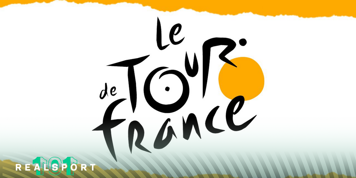 Le Tour de France 2023 logo with white and yellow background