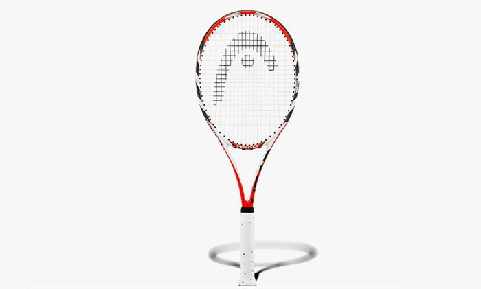 Best tennis racquet HEAD product image of an orange, white, and black racquet.