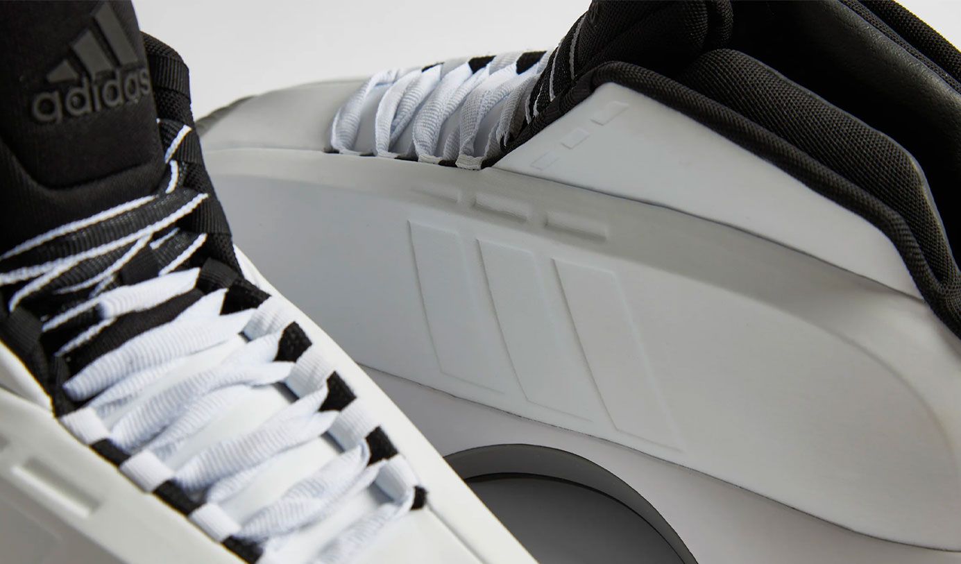 adidas Crazy 1 "Stormtrooper" product image of a white, black, and grey sneaker.