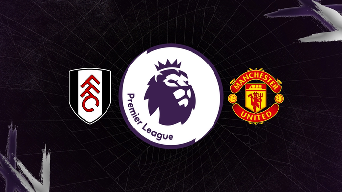 Premier League logo with Fulham and Manchester United badges