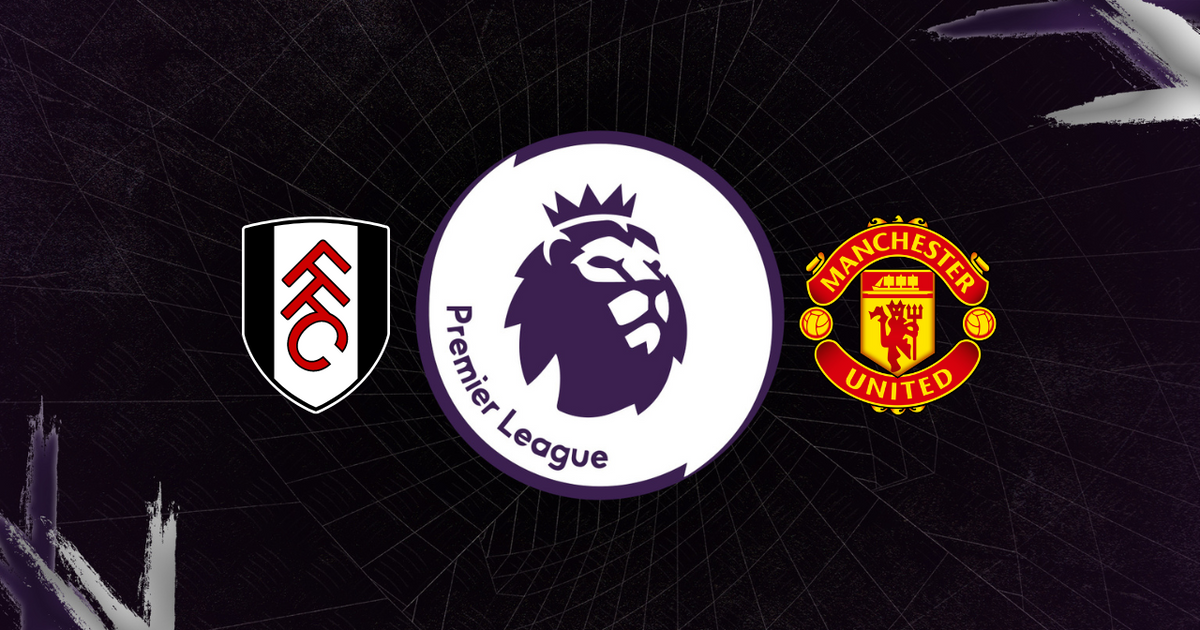 Premier League logo with Fulham and Manchester United badges