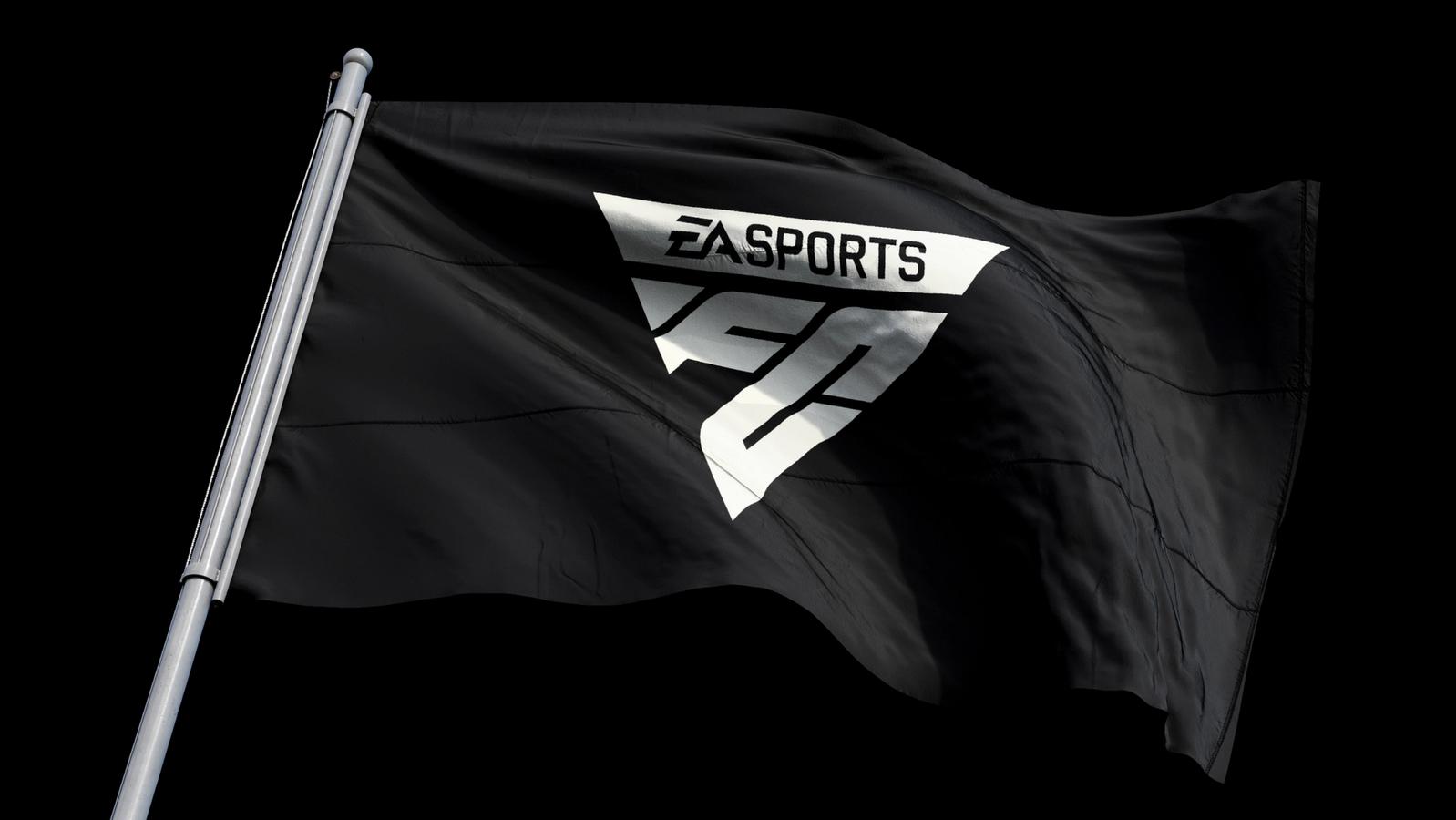 The EA Sports FC logo on a corner flag