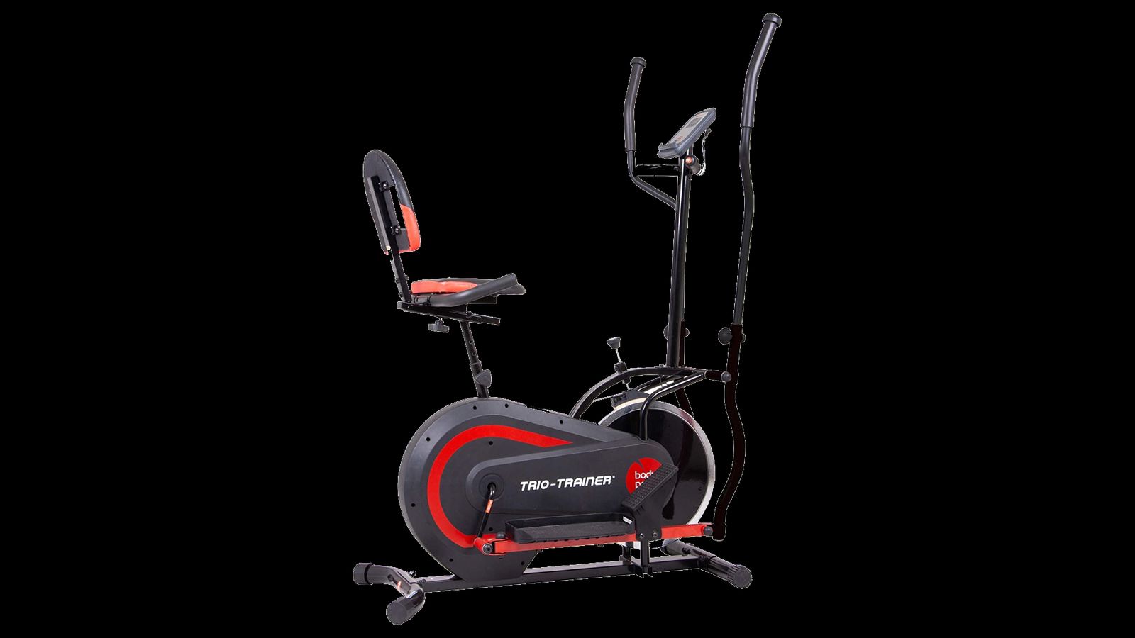 Body Power Trio Trainer product image of a black and red machine with a seat.
