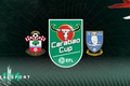 Southampton and Sheffield Wednesday badges with Carabao Cup logo