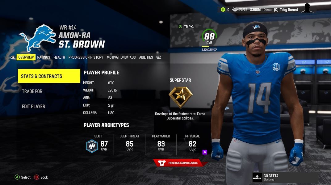 Amon-Ra St. Brown player card in Madden 24