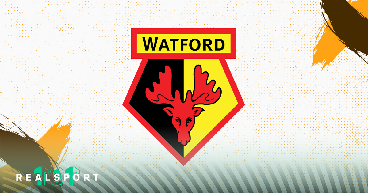 Watford badge with white and yellow background