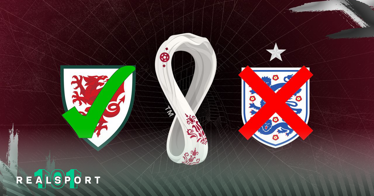 2022 Qatar World Cup logo with England and Wales badges
