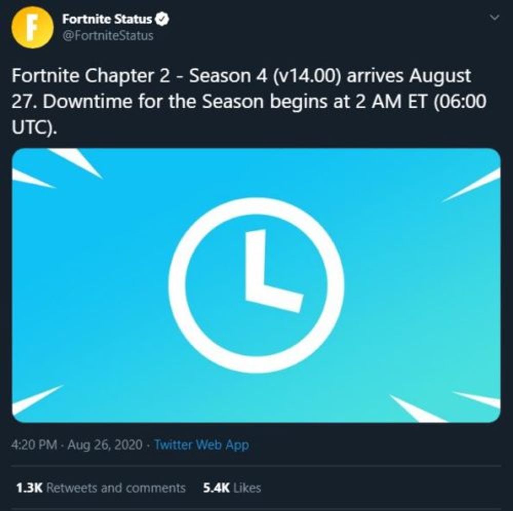 Fortnite Chapter 2 Season 4 Downtime Confirmed When Is It? Time
