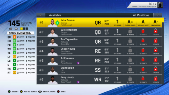 madden draft scout 20
