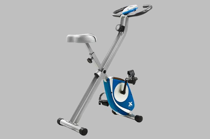 Best folding exercise bike under 200 XTERRA Fitness product image of a silver and blue machine.
