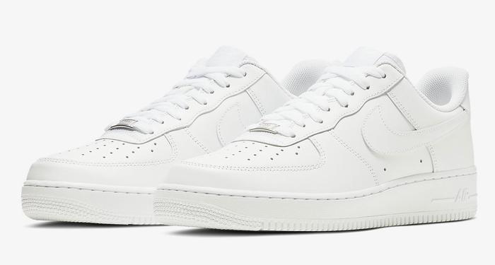 Best Air Force 1 '07 Low "White" product image of a pair of all-white leather sneakers.