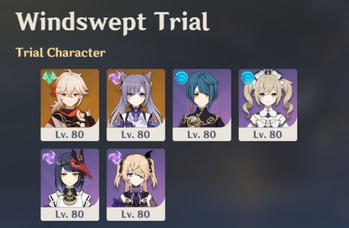 Windswept Trial Characters Genshin Impact