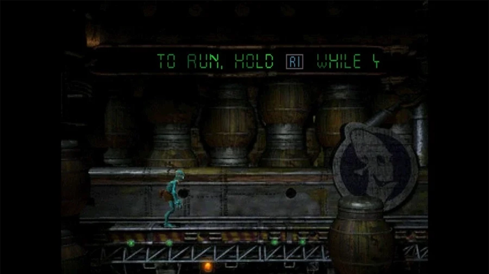 A screenshot from the PSOne game Oddworld: Abe's Oddysse as included in the PS Plus Classic Library for Japan.