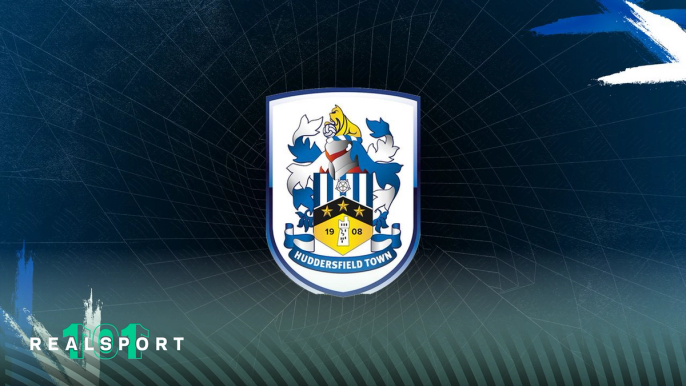 Huddersfield Town badge with blue background.