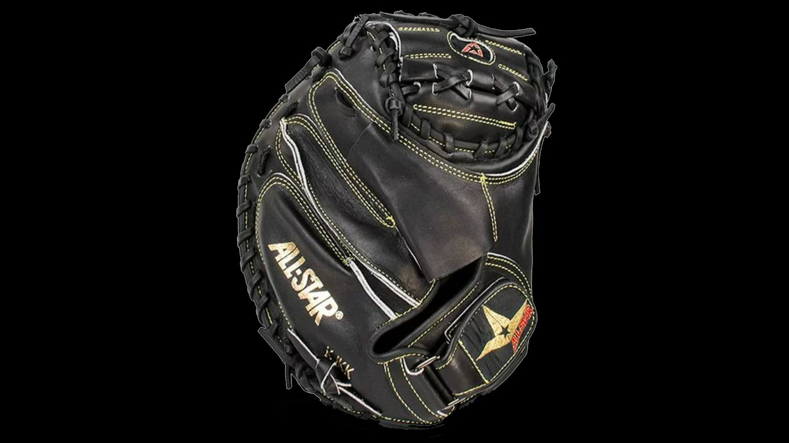 All Star Pro Elite product image of a black glove with gold accents.