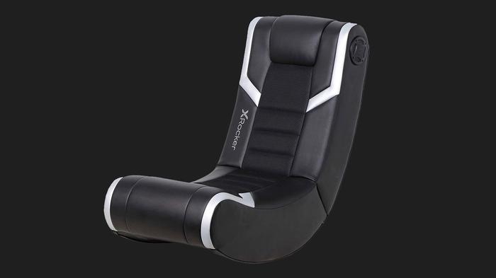 An on-the-floor gaming chair that rocks and reclines.