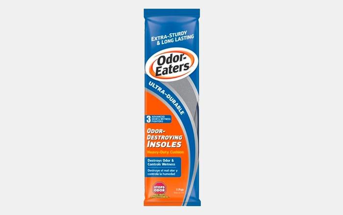 Best shoe deodorizer Odor-Eaters product image of a blue and orange packet containing deodorizing insoles.
