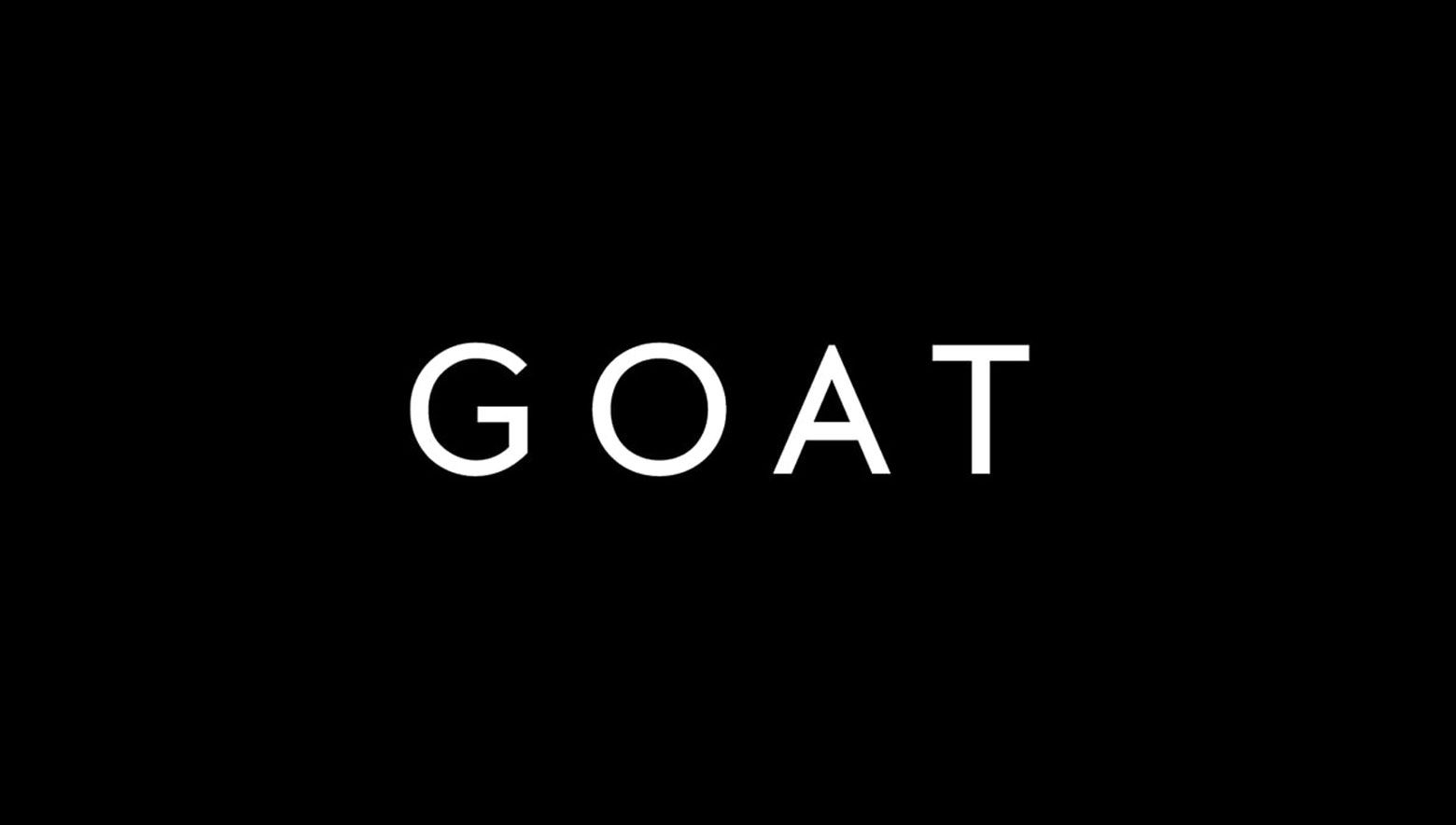 GOAT logo in captial letters and in white.