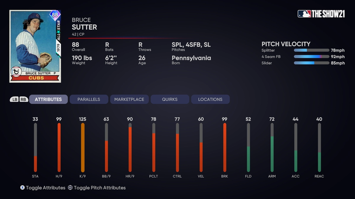 MLB The Show 21 2nd Inning Player Program Chicago Cubs Closing Pitcher Closer Bruce Sutter Diamond Dynasty
