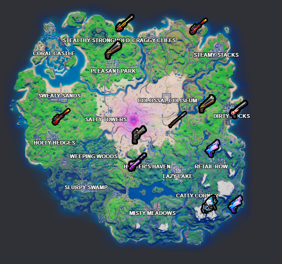 Fortnite Chapter 2 Season 5 Exotic Weapon Spawns Map