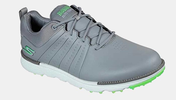 Spiked vs spikeless golf shoes Sketchers product image of a single grey shoe.