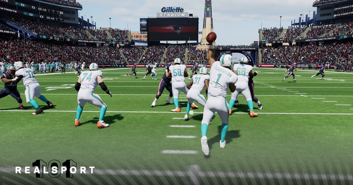 Tua throwing a lob pass in Madden 24