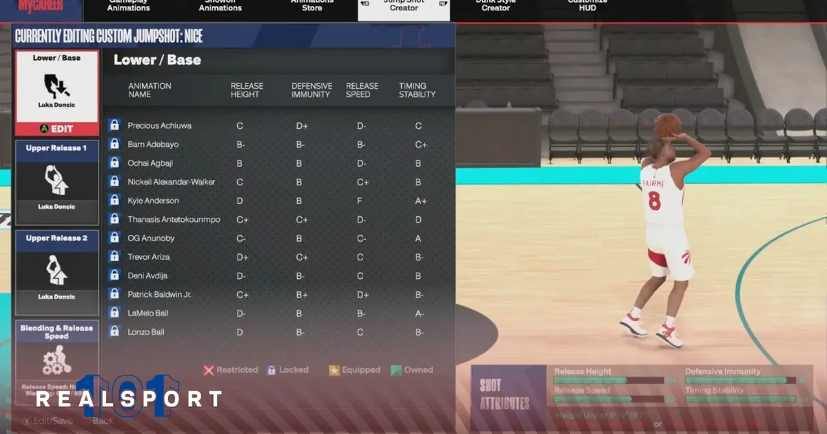 NBA 2K24 jumpshot menu