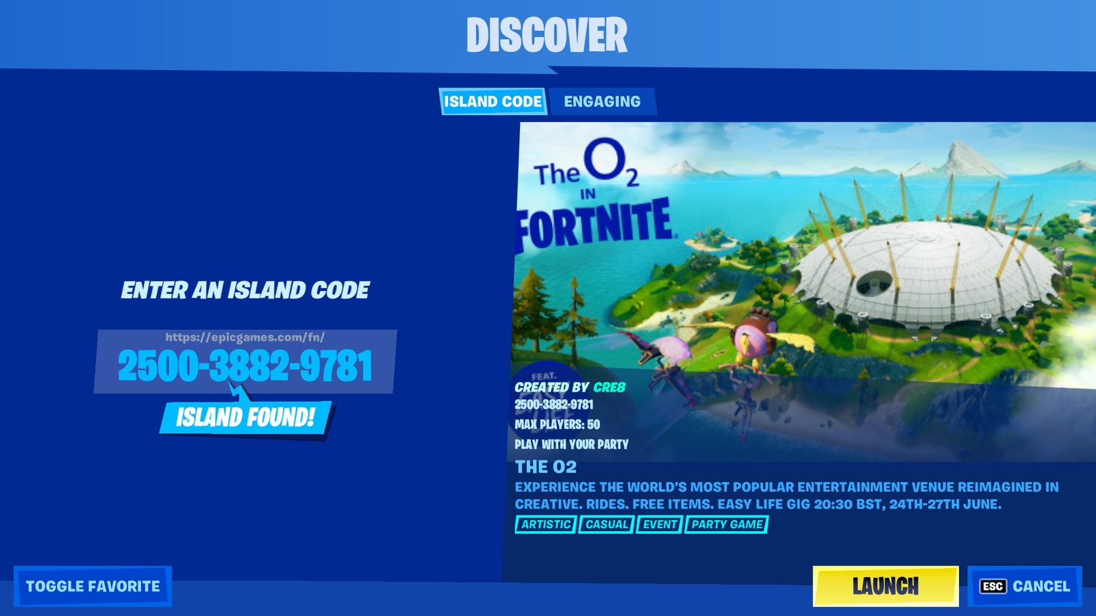 fortnite O2 island code