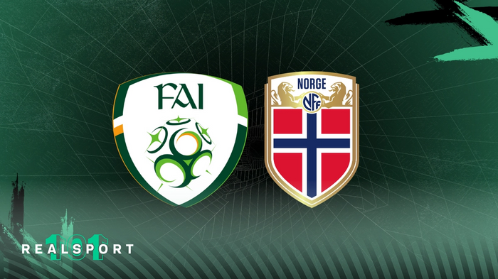 Ireland and Norway badges with green background