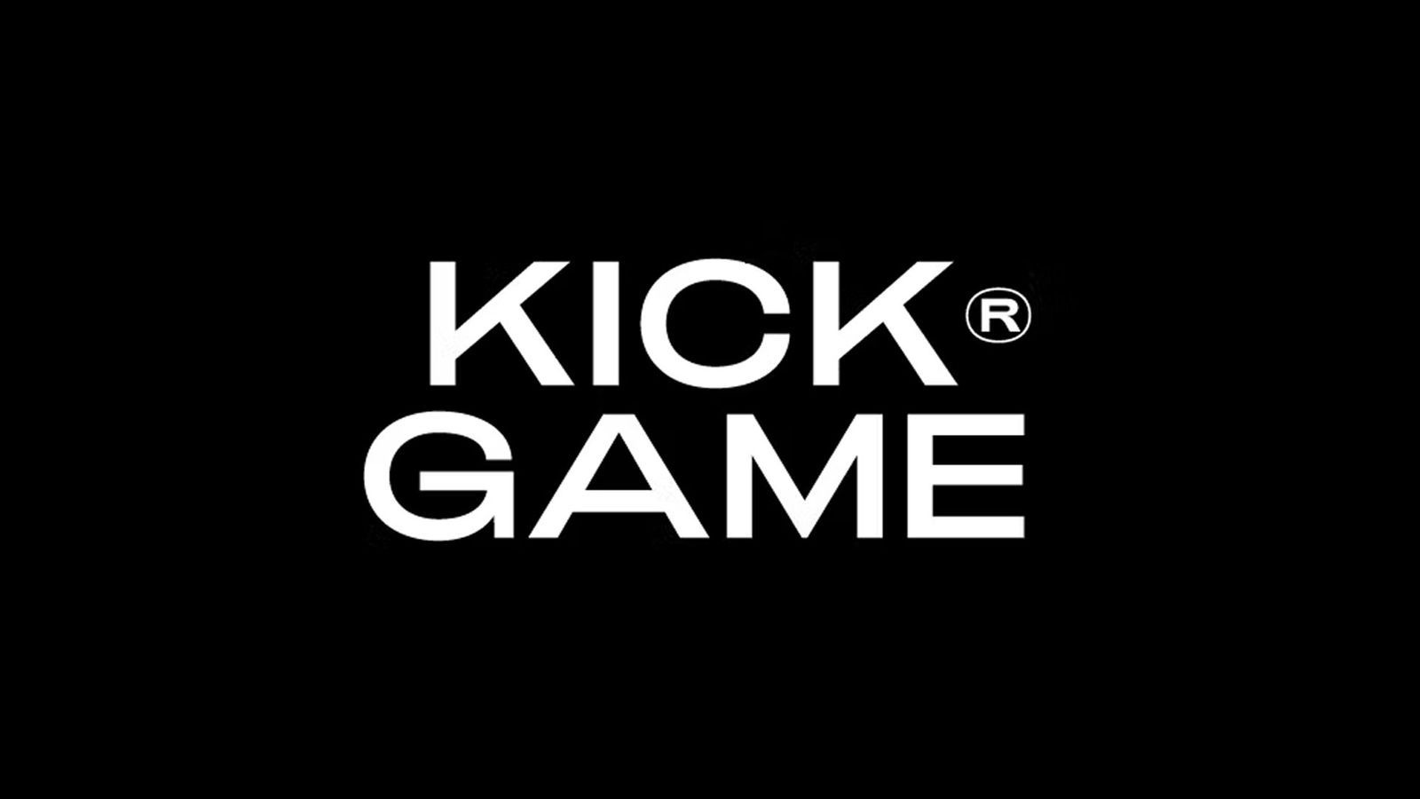 The Kick Game logo in white.