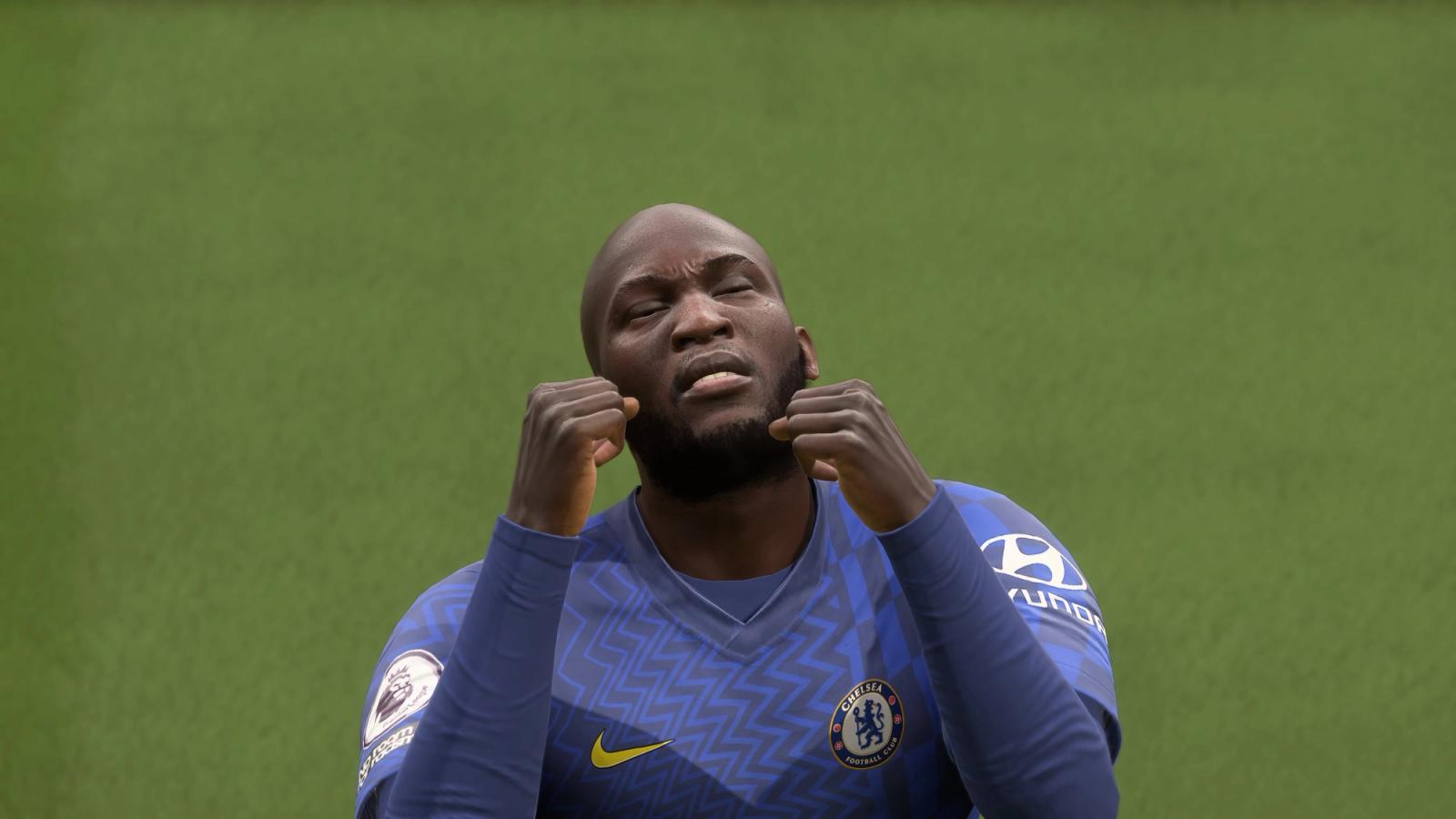 Lukaku commiserating a missed chance in FIFA 22