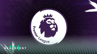 Premier League logo with dark blue background.