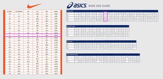 Nike vs ASICS sizing - How they compare?