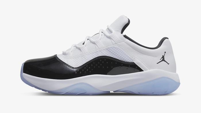 Best Jordan 11 colorways - CMFT Low "Concord" product image of a white and black sneaker with an ice blue outsole.