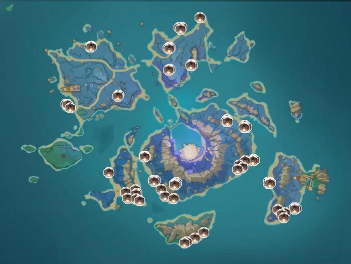 Map with the location of Starconch in Genshin Impact