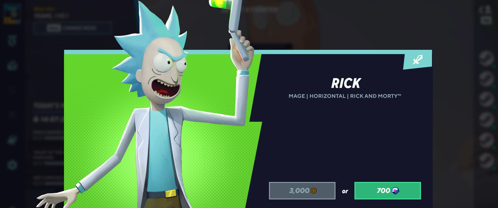Rick Sanchez, like many characters, needs to be purchased in Multiversus.