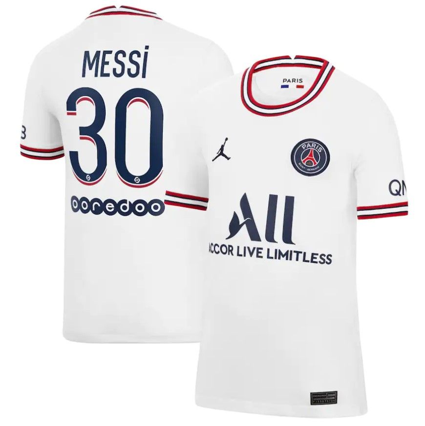 Jordan Paris Saint-Germain Home Vapor Match Shirt 2021-22 With Messi 30  Printing Jersey Midnight Navy/University Red/White - SS21 Men's - US