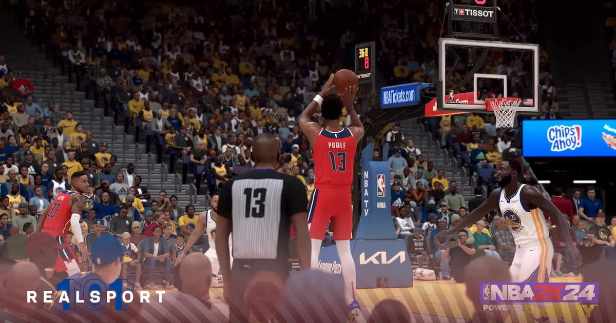NBA 2K24 Jordan Poole taking a jumpshot
