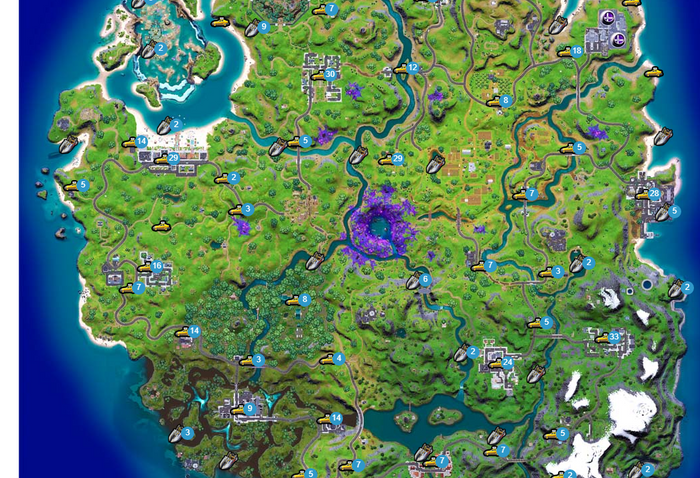 Fortnite Map Car and Boat Locations