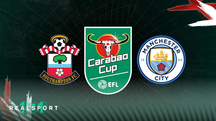 Carabao Cup logo with Southampton and Manchester City badges